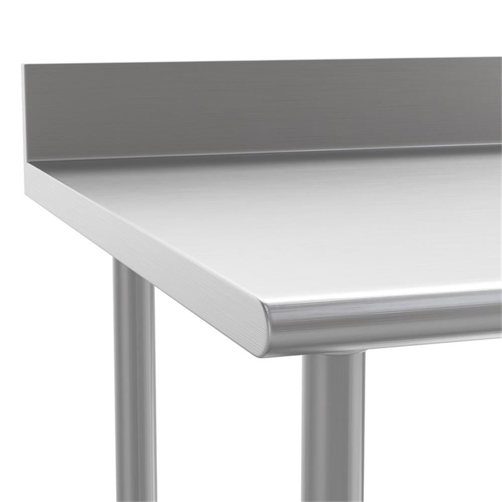 Pemberly Row Stainless Steel Kitchen Prep & Work Table with Shelf & Backsplash