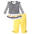 thumbnail image 3 of HAiming Chlidren Girls 2 Piece Set Cute Strpied Ruffled Long Sleeved Round Neck Tops and Pants Fall Casual Outfits, 3 of 3