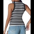 thumbnail image 3 of Camisetas Deportivas A Rayas para Mujer con Sujetador Incorporado para Entrenamiento Físico y Running. y Negro XXL, 3 of 7