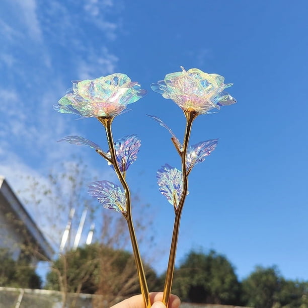Simulación de rosa de papel dorado Regalo para el día de la madre, día del maestro, regalo exquisito de Navidad