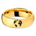 thumbnail image 2 of Tungsten Earth Globe Atlas Planet Band Ring 7mm Men Women Comfort Fit 18k Yellow Gold Dome Polished, 2 of 4
