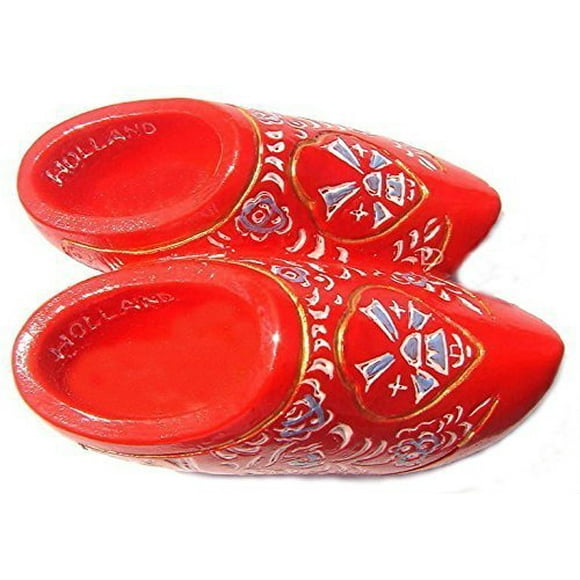 WitnyStore Tiny Red Klompen Clogs Dutch Traditional Shoes Holland Netherlands Western Europe Tourist Attractions Resin Refrigerator Magnet Traveler Souvenir Gift Memento 3D Fridge Magnets