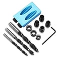 thumbnail image 1 of Posicionador para carpintería, kit de 14 piezas para perforación de agujeros de bolsillo oblicuos, posicionador y localizador para madera con guía de 15 grados, brocas y agujeros de 6/8/10, 1 of 4