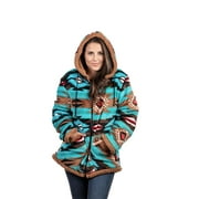 TrailCrest Ladies Smart Plush Sherpa Lined Hooded Sweater Jacket, Zip Up Classic Burgundy Aztec