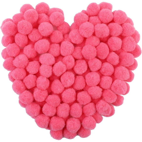 150 Pcs Pom Poms, 1 Inch Dark Pink Craft Pom Poms, Fuzzy Pompom Puff Balls, Small Pom Pom Balls for DIY Arts, Crafts Projects, Home Decorations