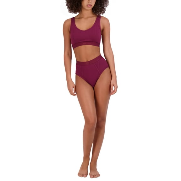 Steve Madden Women’s Ribbed Stretch Bralette, Wine, Small