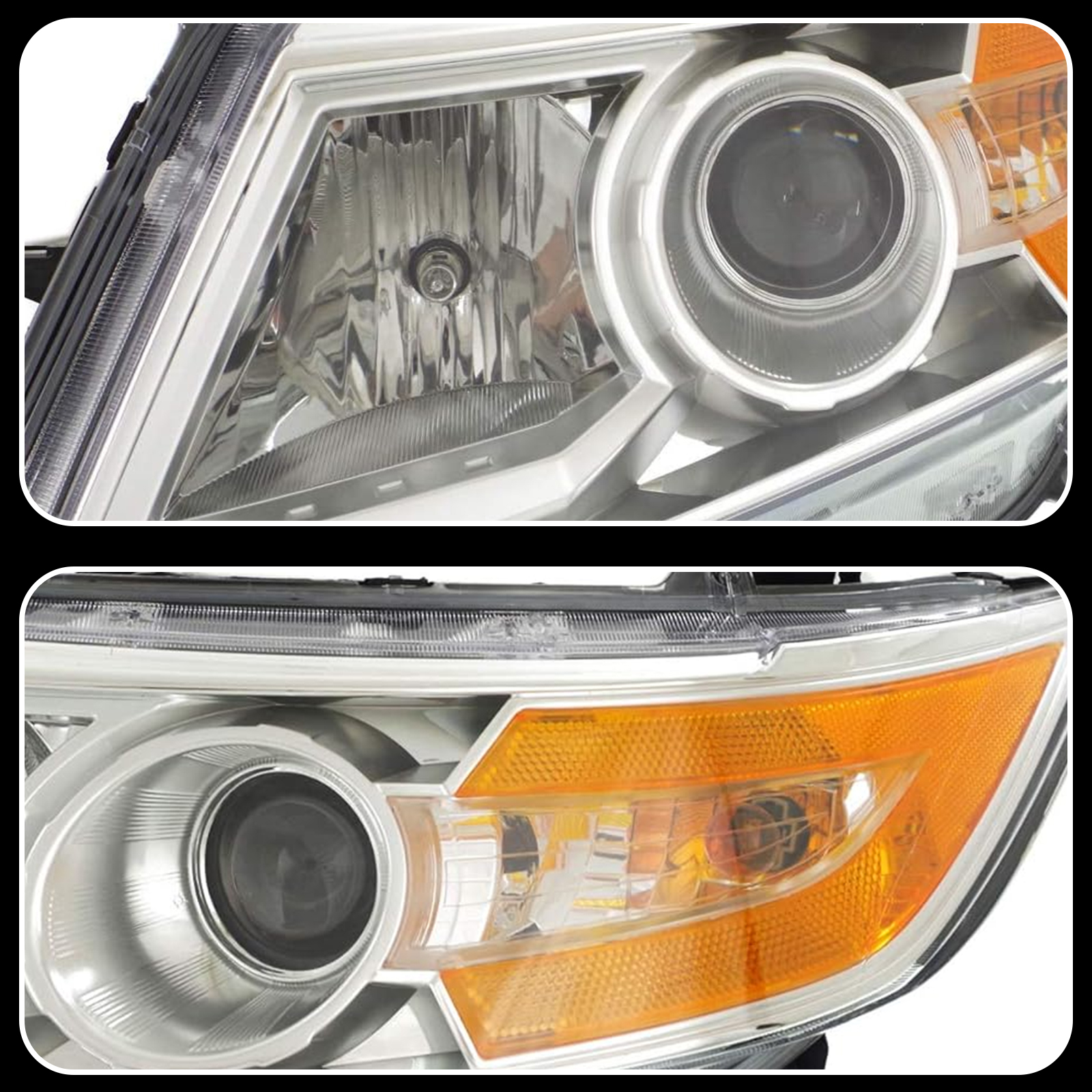 HOUGEET Headlight Assembly Fit for 2011-2017 Honda Odyssey, Headlamp Replacement Accessories Fit for 11-17 Honda Odyssey EX/EX-L/LX,Only For Halogen Model,W/bulbs (Chrome, Right Passenger Side)