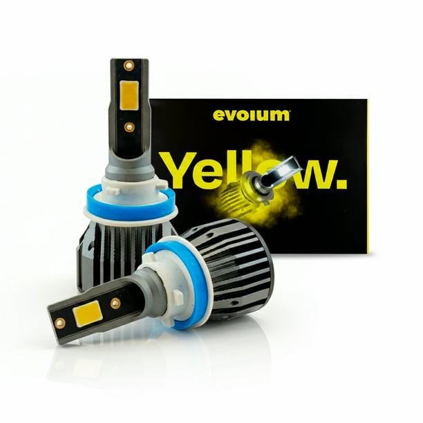 Luces Led para Auto - EVOLUM - Modelo Yellow 11,000 lúmenes - Resistencia al Agua - Haz de luz Perfecto (H11)