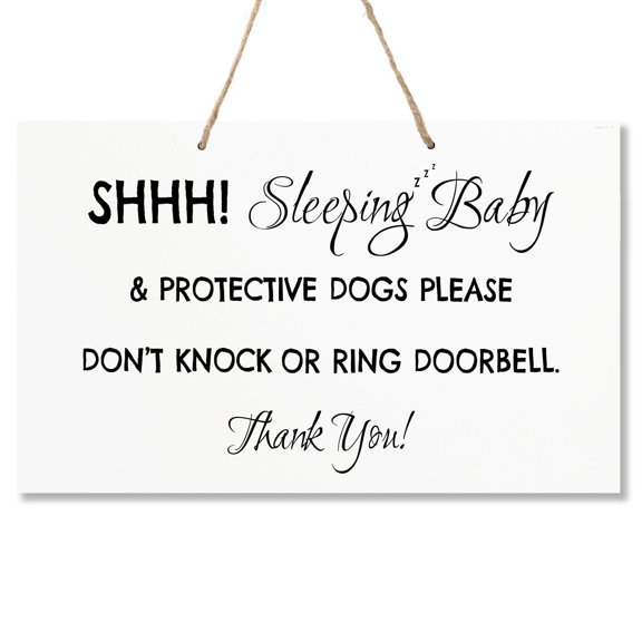 LifeSong Milestones Sleeping Baby Rope Sign for Front Door - 8x12