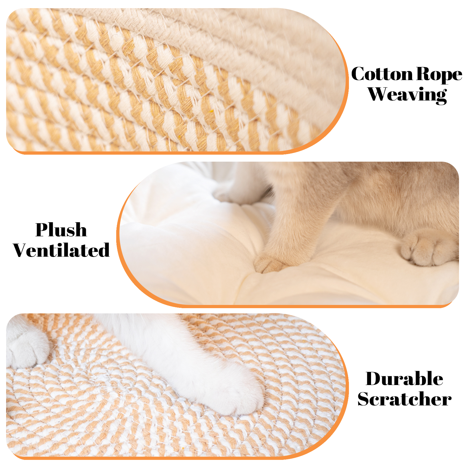 CheerPals Cat Bed with Washable Cushion, White photo 8