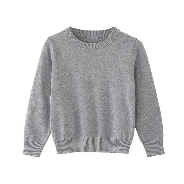 Chandail pour Enfants Tricoté à Col Rond, Chandail Uni Garçons Filles