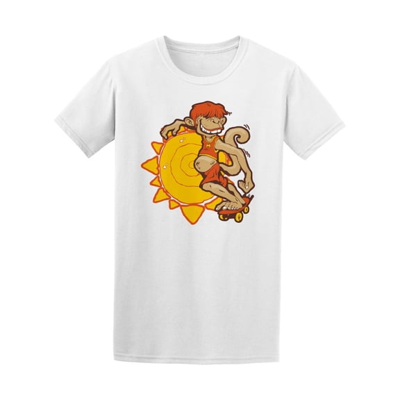 Skater Monkey Leaning Against The Sun Tee Men's - Men T-Shirt, Small