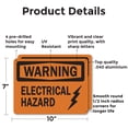 thumbnail image 2 of (2 Pack) Electrical Hazard OSHA Warning Sign 10 Inch X 7 Inch Indoor / Outdoor Rust-Free Aluminum Metal Signs for Workplace, Workshop, and Construction Site, Made in the USA, 2 of 8