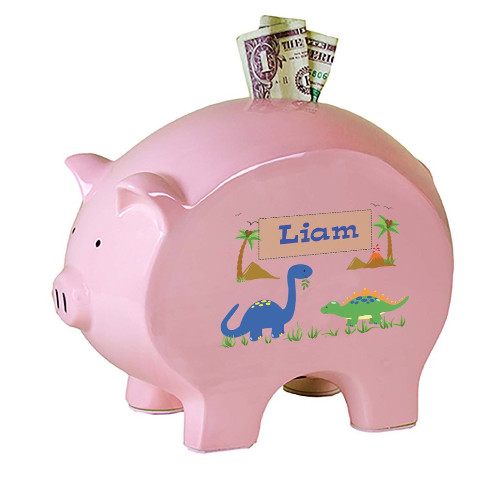 Personalized Pink Piggy Bank Dinosaur