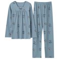 thumbnail image 1 of REDHOTYPE Mode Fantaisie Floral Pyjama Femmes Printemps Automne Maman Manches Longues Coton Col Rond Femmes Automne Grande Taille Homewear Costume, 1 of 2