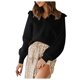 thumbnail image 1 of Gibobby Suéter mujer, Suéter corto para mujer, cuello en V, manga larga, suéter casual(Negro,M), 1 of 5