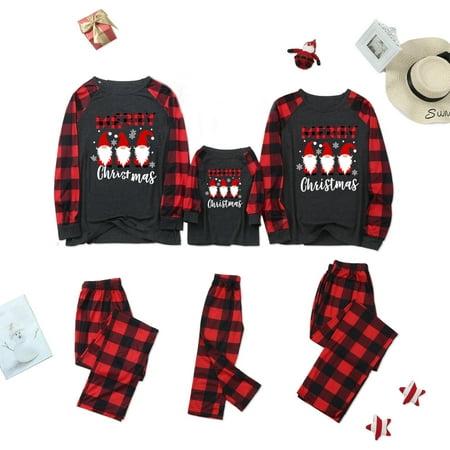 

women Christmas pajamas for family matching outfits son daughter sets soft Red Christmas Men Dad Plaid Printed Blouse Tops+Pants Xmas Family Matching Pajamas Set