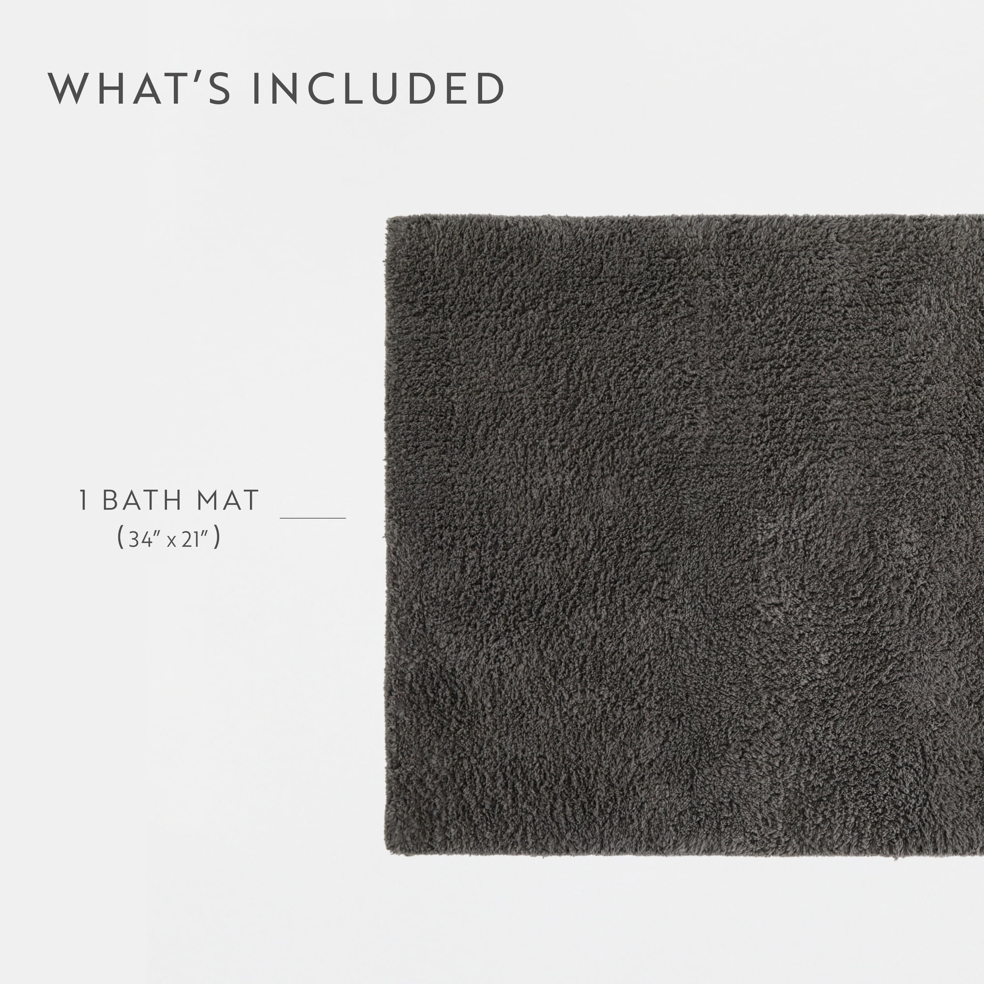 Noble Linens Reversible Cotton Bath Mat, 34 in x 21 in, Gray