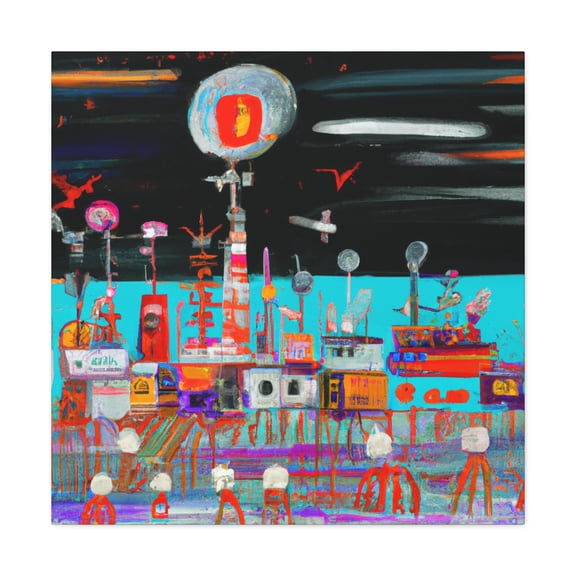 "Harbor at Dusk Painting" - Canvas