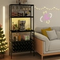 thumbnail image 4 of Gymax 3-Tier Wine Rack Coffee Bar Station w/Power Outlets Hooks Glass Holders Gray, 4 of 10