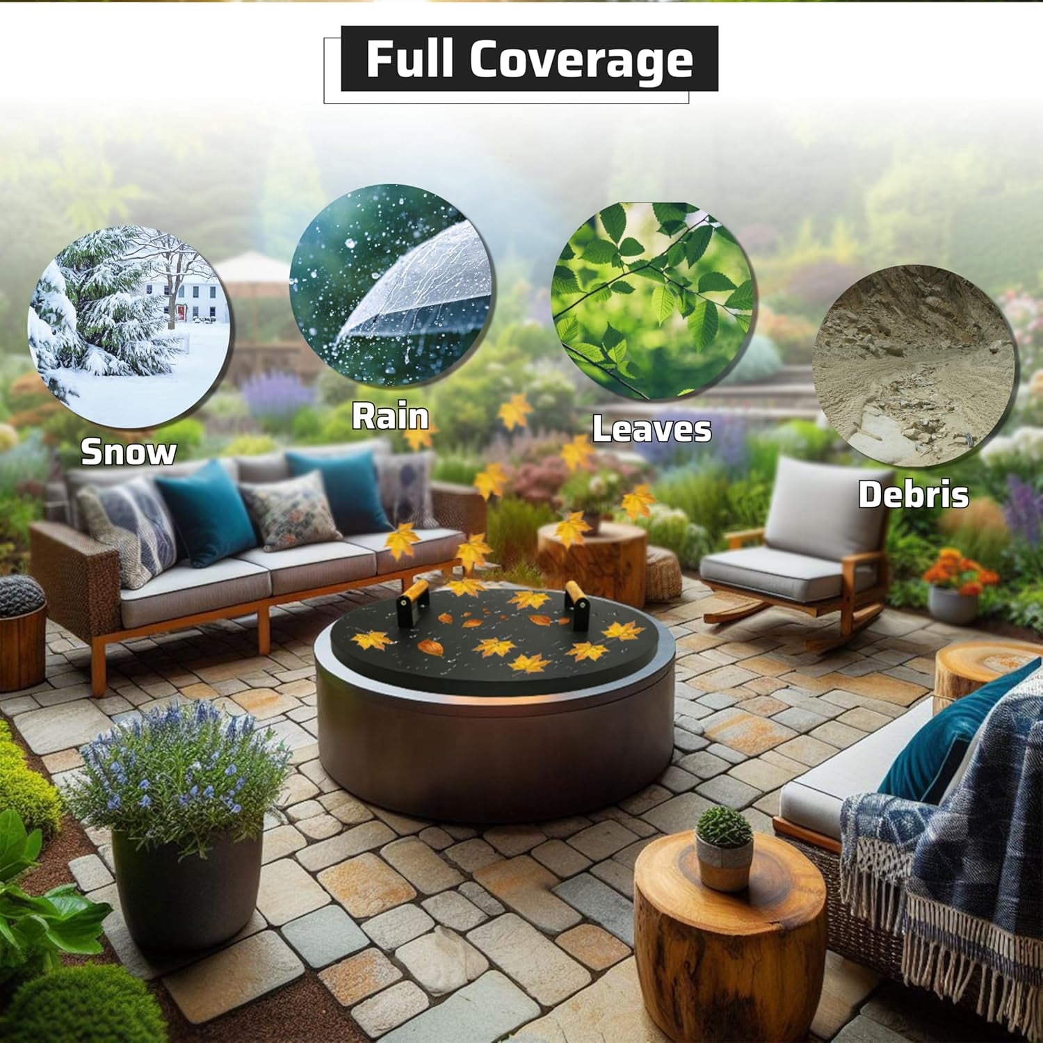 FEBTECH 22" Tabletop Fire Pit Lid - 16 Gauge Carbon Steel Fire Pit Potective Shield With Heat Resistant Coating - Perfect for Fire Pit Inside up to 20 Inches