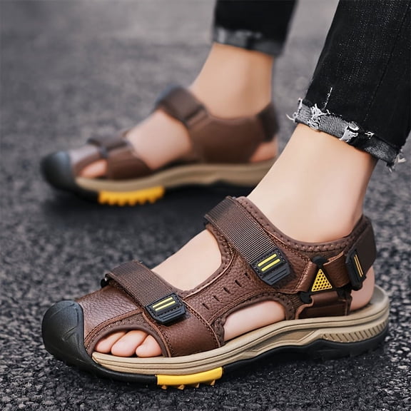 Men'S Summer Sandals with a Closed Toe, Breathable Beach Shoes, Casual Sports Footwear for Outdoor Water Activities, Hiking, And Driving