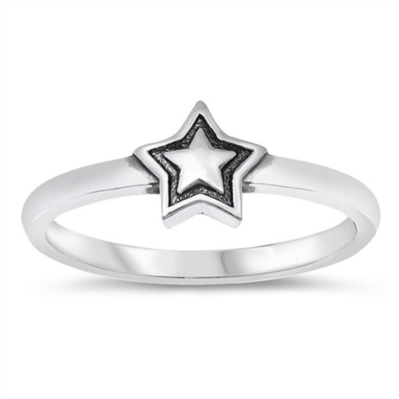 Cute Oxidized High Polish Star Sterling Silver Ring 925 Jewelry Female Male Unisex Size 6