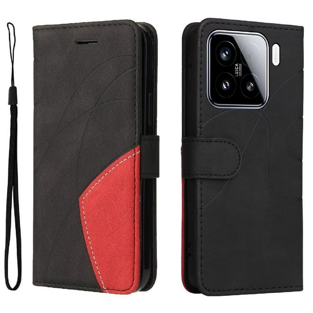 GANGXUN Flip Case for Xiaomi 15 – Leather Wallet Cover with Card Slots, Kickstand & Color Stitching Protective Folio
