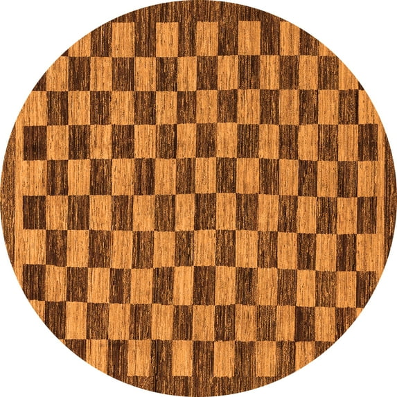 Ahgly Company Indoor Round Checkered Orange Modern Area Rugs, 8' Round