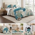 thumbnail image 6 of Queen Quilt Set 90''x96'', Teal Sea Turtle Coastal Lightweight Bedspread Coverlet Set with 2 Pillow Shams, Vintage Summer Beach Nautical Breathable All Season Quilt Bedding for Bedroom/Guest Room, 6 of 9