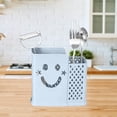 thumbnail image 2 of Blue Stainless Steel Dual-Section Utensil Tray With Drainage Holes Restaurant Kitchen Organization #7Su5w, 2 of 6