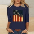 thumbnail image 4 of Wo-Fusoul T-Shirt pour Femmes, Haut à Col Rond Imprimé à Manches Trois Quarts, Chemise Décontractée à Manches 3/4, 4 of 6