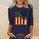 thumbnail image 4 of Mujeres Tres Cuartos de Manga Tops Impreso Cuello Redondo Blusa, 3/4 Manga Casual Camiseta para la Primavera, 4 of 6