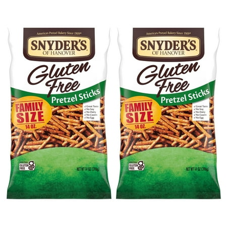 (2 pack) Snyder's of Hanover Gluten Free Pretzel Sticks, 14 oz Bag