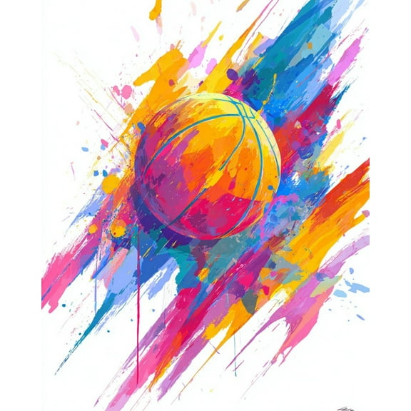 Paint by Numbers for Adults Kids Beginner Color Splash Basketball DIY Acrylic Painting by Numbers Kits with Brushes Acrylic Pigment Home Decoration Gifts 16 x 20 inch
