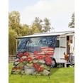 thumbnail image 4 of 4th of July RV Awning Sun Shade Screen 9'X7' Stars American Flag Flower Mesh Sunscreen Patriotic Freedom Awning Shade Screen with Zipper UV Blocker Completed Kits for RV Motorhome Camper, 4 of 7