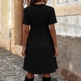 thumbnail image 6 of Dolkfu Short Sleeve Women'S Fall&Winter Dresses Black Mid-Length V-Neck Fashion Dresses Vintage Finish Regular Solid Fit & Flare Dresses Black,L, 6 of 6