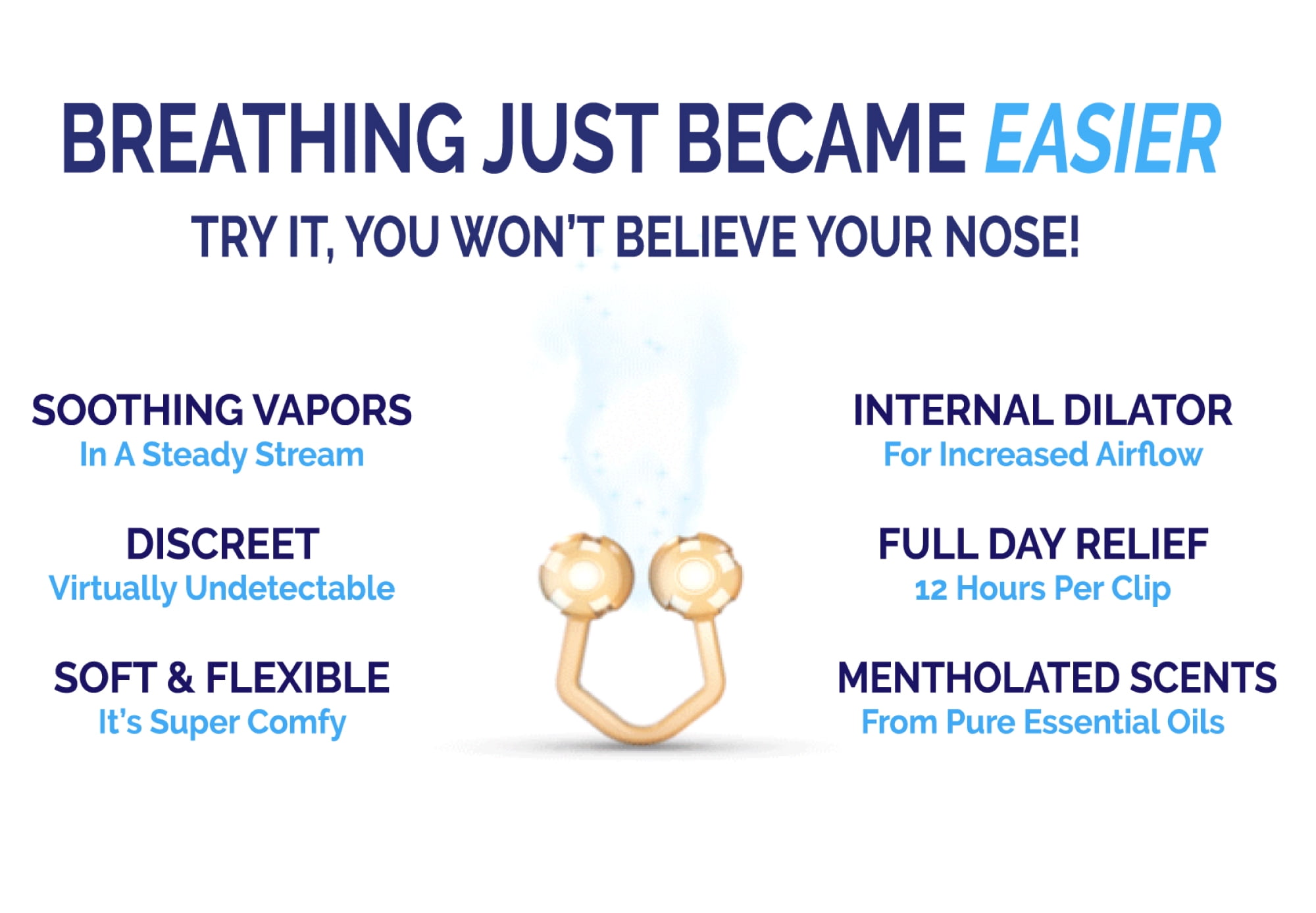Vapor Soothers Nasal Dilator Clips, Instant Nasal Congestion Relief, Drug Free, Peppermint Scent- 14 Count
