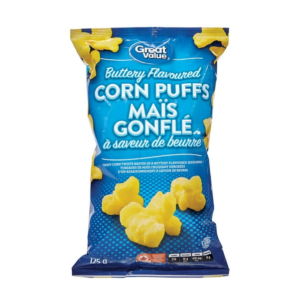 Great Value Buttery Flavoured Corn Puffs, 125 g
