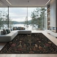 thumbnail image 2 of ODIKA 8'x10' Washable Area Rug Dark Floral Moonlit Garden Design Intricate Celestial and Botanical Motifs for Dining Room, Large Office, Lounge, Non-Slip Chair-Friendly Mat, 2 of 7