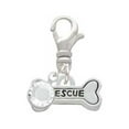 thumbnail image 2 of Delight Jewelry Silvertone Mini ''Rescue'' Dog Bone - Silvertone Clip on Charm with Clear Crystal Drop, 2 of 4