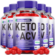 (5 Pack) Bio Health Keto ACV Gummies - Official - BioHealth Keto ACV Advanced Formula Plus Apple Cider Vinegar Dietary Supplement B12 Beet Root Juice Men Women (300 Gummies)