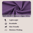 thumbnail image 6 of EA'S SECRET Women's Lightweight 100% Cotton Mid-Length Robe Zip Front Bathrobe 3/4 Sleeve Spa Kimono Robe Bridesmaid Bride Party Robes Sleepwear Bath Robes with Pockets(Purple,M), 6 of 7