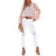 thumbnail image 4 of VISgogo, camiseta de gasa de manga larga para mujer, estampado Floral, jerséis casuales elegantes con cuello en V, Tops de oficina, ropa de calle VISgogo moda, 4 of 9