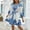 Blue, variant on Women's Bohemian Floral Print Mini Dress Casual V-Nek Waist-Tie Dresses Elegant Beach Vacation Clothes