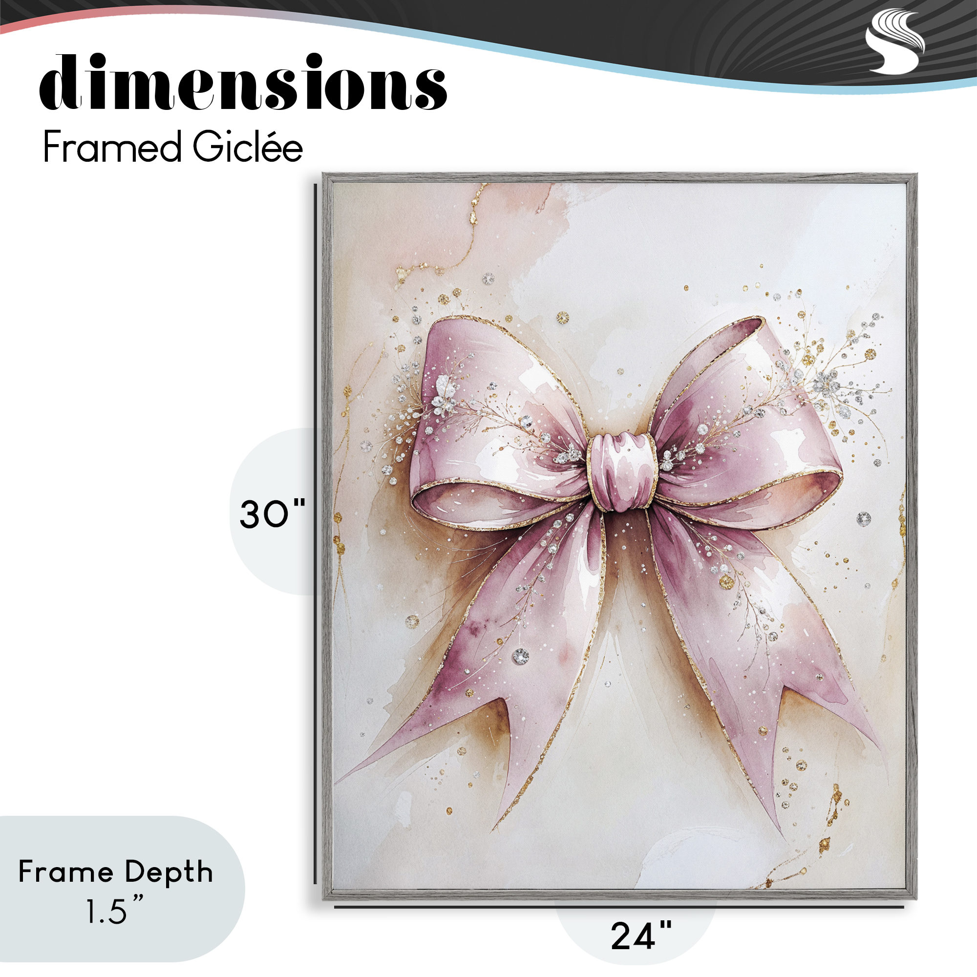 Stupell Industries Glamorous Blush Pink Bow Gray Framed Giclee Art, design by Nataly White