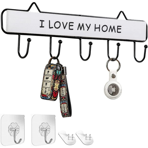 Key Holder for Wall - Adhesive Key Hook with 5 Key Hooks, No Damage Key  Rack for Wall Entryway 