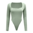 thumbnail image 4 of YDLCAFD New Square Neck Long Sleeve Sexy Double Layered Button Down Jumpsuit Solid Color Jumpsuit Base Layer S, 4 of 4