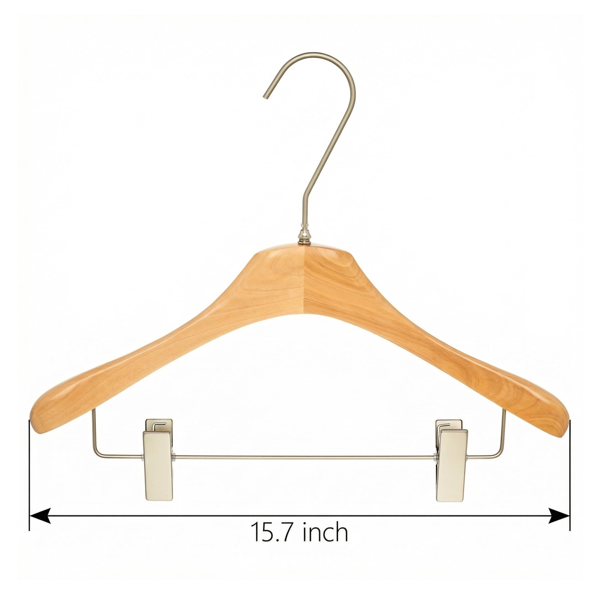 Unique Bargains 2Pcs Wood Nonslip Space Saving Clothes Hangers Natural Wood 15.7inch