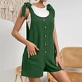 thumbnail image 2 of REORIAFEE Women Summer Overall Shorts Square Collar Sleeveless Playsuit Solid Color Sling Women Overall Jumpsuit Double Pocket Bib Jumpsuit Loose Suspender Jumpsuit Bib Overall Women Work Green L, 2 of 7